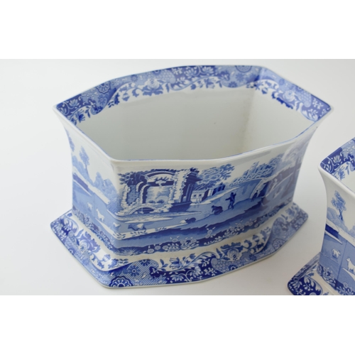 78 - A pair of Spode Blue Italian double planters, octagonal, 26cm wide (2).