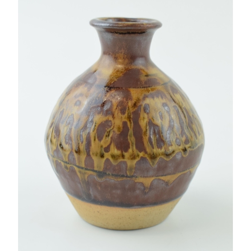 79 - Leach studio pottery bulbous vase, stamped, 9cm tall.