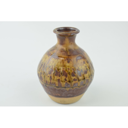 79 - Leach studio pottery bulbous vase, stamped, 9cm tall.