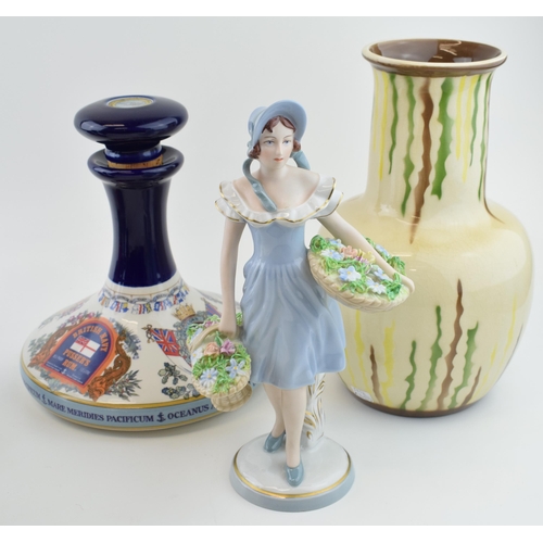 92 - A group of ceramic items to include a 'Royal Dux' figure of Girl With Baskets of Flowers, 'Radford' ... 