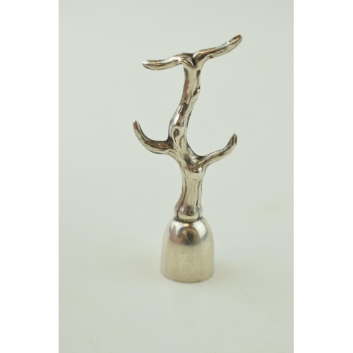 481 - Hallmarked silver ring tree with 4 branches, Birmingham 1941, 8.5cm tall.