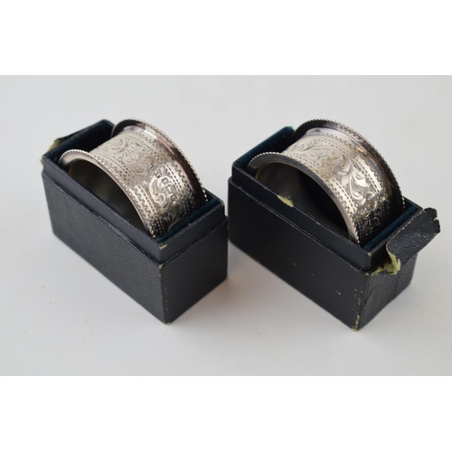 492 - Two cased silver napkin rings, Birmingham 1907, 30.4g (2).