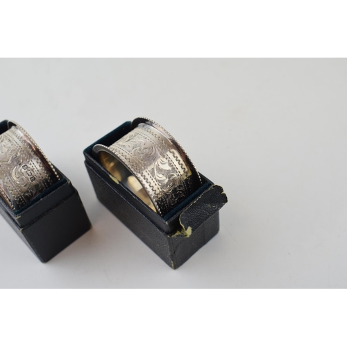 492 - Two cased silver napkin rings, Birmingham 1907, 30.4g (2).