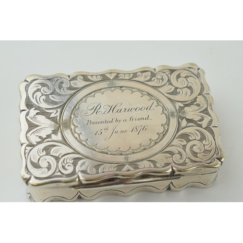 498 - Two snuff boxes, one being silver plated and inscribed '1876' with the other being horn with silver ... 