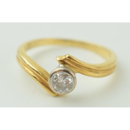 529 - 18ct yellow gold, set diamond approx .22ct. Ring size  'N'. Weight 4.5 grams. 3.2 grams.