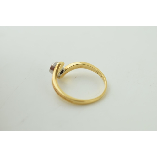 529 - 18ct yellow gold, set diamond approx .22ct. Ring size  'N'. Weight 4.5 grams. 3.2 grams.