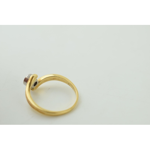 529 - 18ct yellow gold, set diamond approx .22ct. Ring size  'N'. Weight 4.5 grams. 3.2 grams.