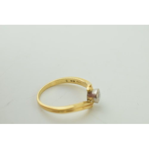 529 - 18ct yellow gold, set diamond approx .22ct. Ring size  'N'. Weight 4.5 grams. 3.2 grams.