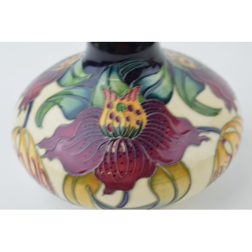 201 - Moorcroft squat vase in the Anna Lily vase, 13cm wide.