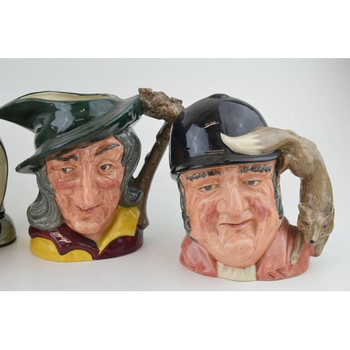 218 - Large Royal Doulton character jugs to include The Pied Piper, Mark Twain and Gone Away (3).