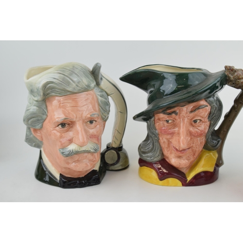 218 - Large Royal Doulton character jugs to include The Pied Piper, Mark Twain and Gone Away (3).