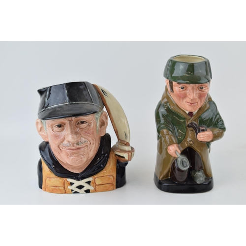 220 - Large Royal Doulton character jugs to include The Yachtsman D6626 and a Sherlock Holmes Toby jug D66... 