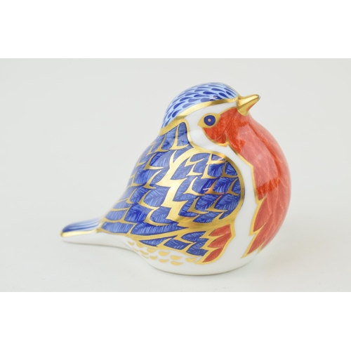 226 - Royal Crown Derby paperweight, Robin, 7cm high, date code for 1994 (LVII), gold stopper and red prin... 