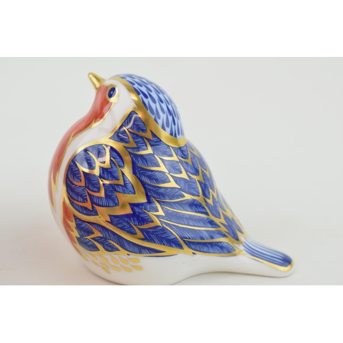 226 - Royal Crown Derby paperweight, Robin, 7cm high, date code for 1994 (LVII), gold stopper and red prin... 