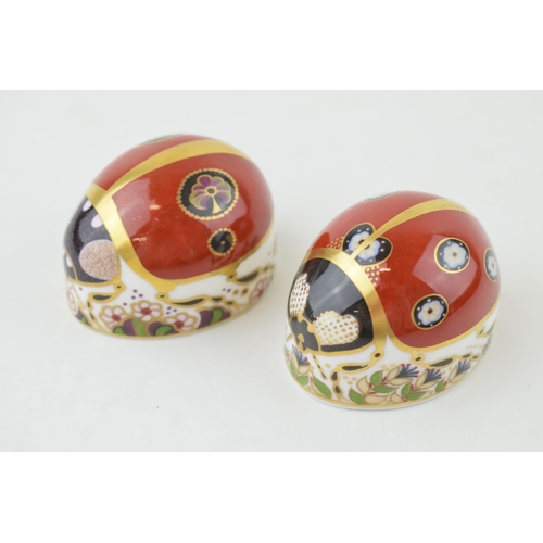 227 - Two Royal Crown Derby Paperweights, Red Ladybird with two spots and a Red Ladybird with seven spots,... 