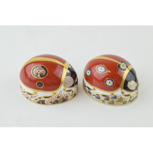 227 - Two Royal Crown Derby Paperweights, Red Ladybird with two spots and a Red Ladybird with seven spots,... 