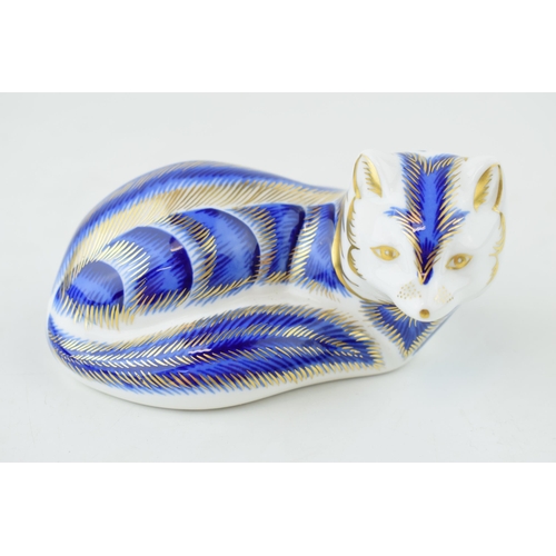 230 - Royal Crown Derby paperweight, Blue/Arctic Fox, gold stopper and red Royal Crown Derby stamp on the ... 