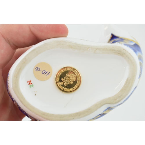 230 - Royal Crown Derby paperweight, Blue/Arctic Fox, gold stopper and red Royal Crown Derby stamp on the ... 