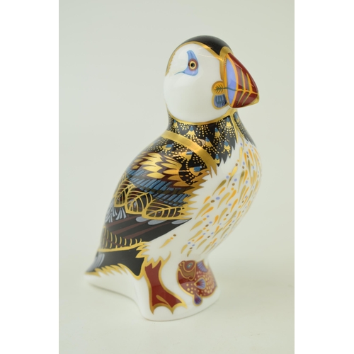 234 - Royal Crown Derby paperweight, Puffin, date code for 2001 (MMI), gold stopper and red Royal Crown De... 