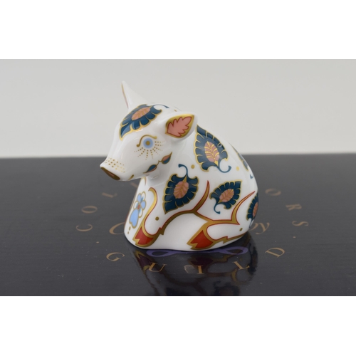 239 - Royal Crown Derby Paperweight, Snuffle Piglet, 7cm wide, Collectors Guild exclusive, gold stopper an... 