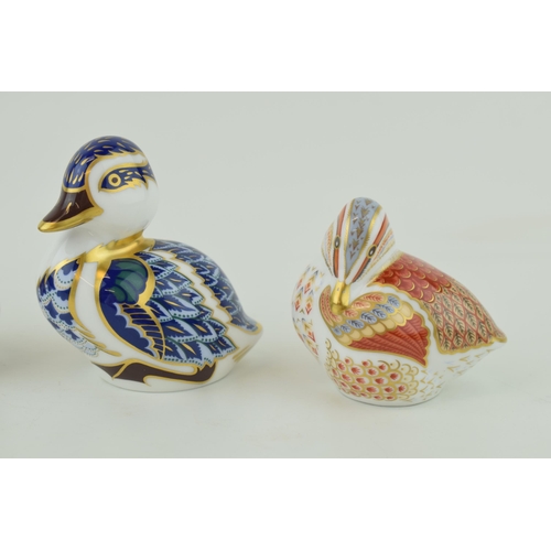 244 - Three Royal Crown Derby paperweights, Teal Duckling, an exclusive for the RCD Collectors Guild, gold... 