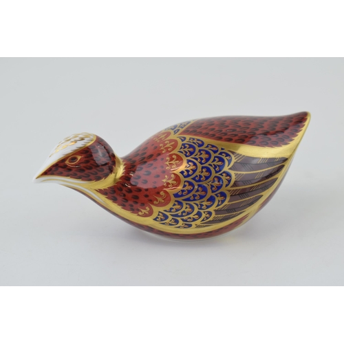 245 - Royal Crown Derby paperweight, Coot, date code for 1995 (LVIII), gold stopper and red Royal Crown De... 