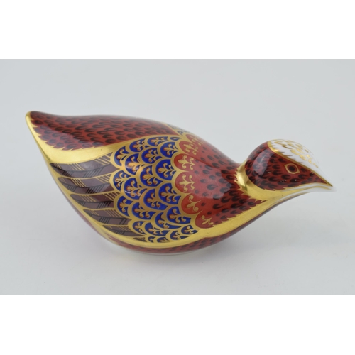 245 - Royal Crown Derby paperweight, Coot, date code for 1995 (LVIII), gold stopper and red Royal Crown De... 