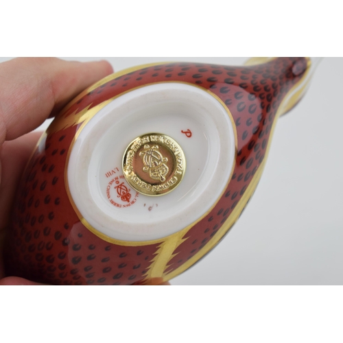 245 - Royal Crown Derby paperweight, Coot, date code for 1995 (LVIII), gold stopper and red Royal Crown De... 