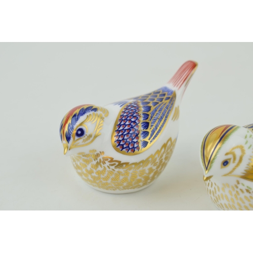 246 - Two Royal Crown Derby bird paperweights, Collectors Guild Exclusive Firecrest, gold stopper and red ... 