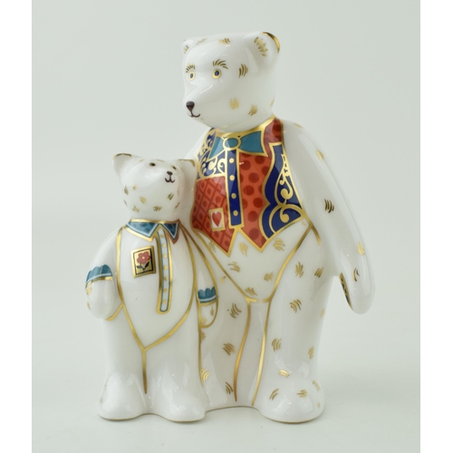 254 - Royal Crown Derby miniature bear paperweight, Daddy and George (7cm), red printed marks to the base ... 