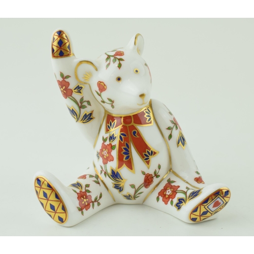 259 - Royal Crown Derby miniature bear paperweight, Alice (7cm), red printed marks to the base (Please not... 