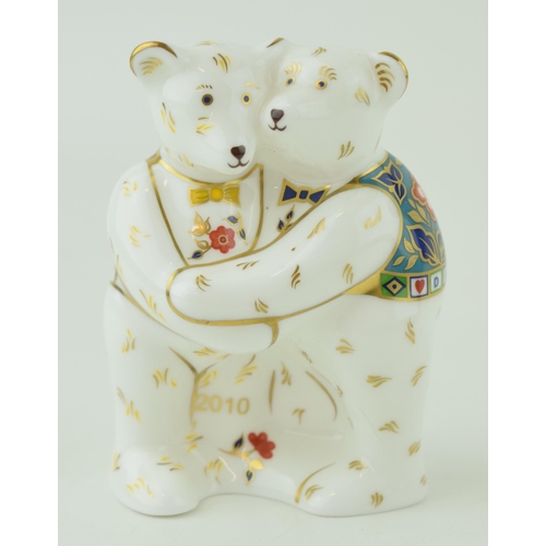 260 - Royal Crown Derby miniature paperweight, The Coalition Bears - Dave and Nick, (Cameron and Clegg - 2... 