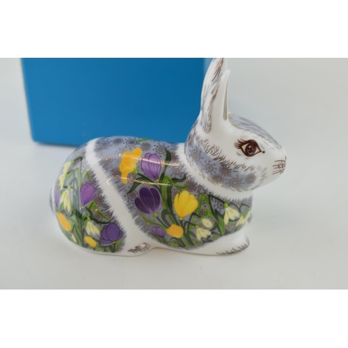 270 - Royal Crown Derby paperweight, Springtime Bunny, 8.5cm high, gold stopper and grey printed marks, bo... 