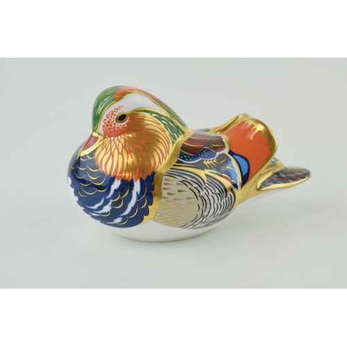 275 - Royal Crown Derby paperweight, Mandarin Duck, 12cm, gold stopper and red Royal Crown Derby stamp on ... 