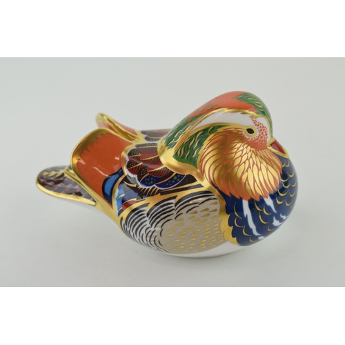 275 - Royal Crown Derby paperweight, Mandarin Duck, 12cm, gold stopper and red Royal Crown Derby stamp on ... 