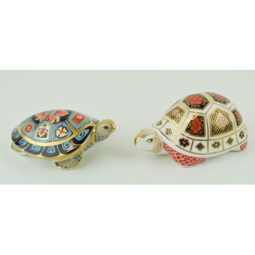 282 - Two Royal Crown Derby paperweight, Turtle in the Old Imari 1128 pattern, date mark for 1994 (LVII), ... 