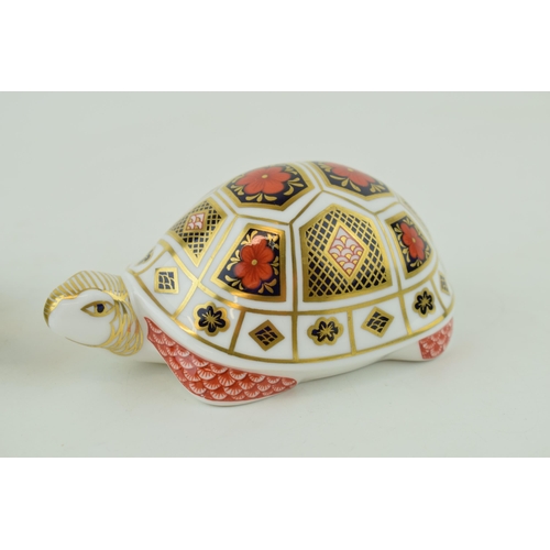 282 - Two Royal Crown Derby paperweight, Turtle in the Old Imari 1128 pattern, date mark for 1994 (LVII), ... 