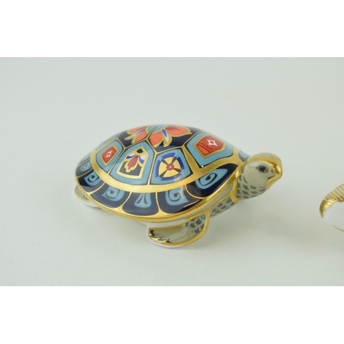 282 - Two Royal Crown Derby paperweight, Turtle in the Old Imari 1128 pattern, date mark for 1994 (LVII), ... 