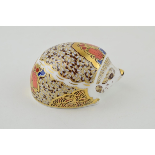 286 - Royal Crown Derby paperweight, Hawthorn Hedgehog, 9.5cm wide, gold stopper and red printed marks on ... 