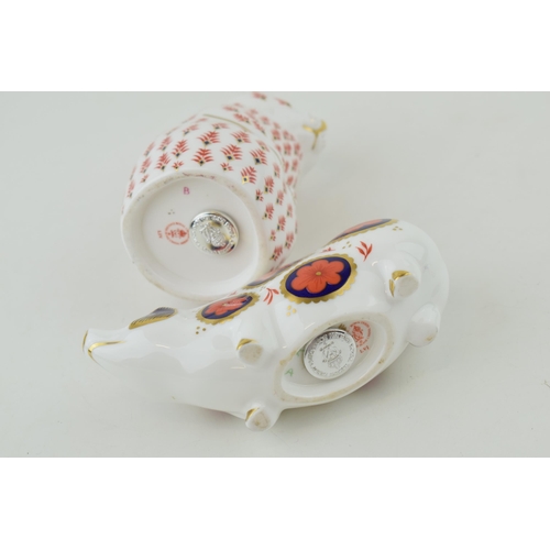 290 - Two Royal Crown Derby paperweights, Hamster, 11cm high, date code for 1991 (LIV) and Pig, date code ... 