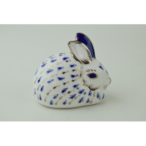 307 - Royal Crown Derby Paperweight - Platinum Rabbit, to celebrate the 25th Anniversary of Royal Crown De... 