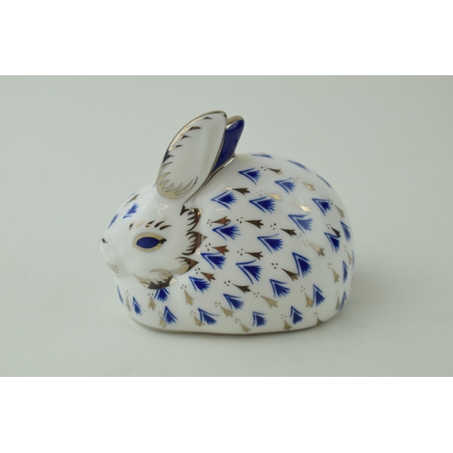 307 - Royal Crown Derby Paperweight - Platinum Rabbit, to celebrate the 25th Anniversary of Royal Crown De... 