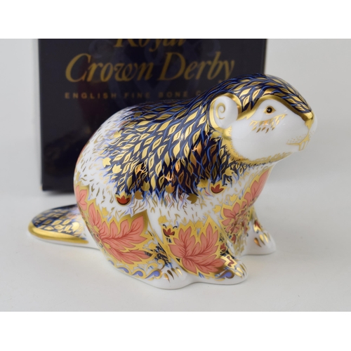 309 - Royal Crown Derby paperweight, Riverbank Beaver, number 414 of a limited edition of 5,000, 21st anni... 