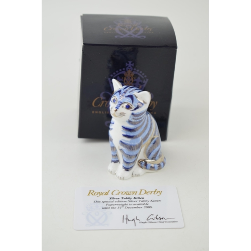 310 - Royal Crown Derby paperweight, Silver Tabby Kitten, 13cm tall, special edition available until 31st ... 