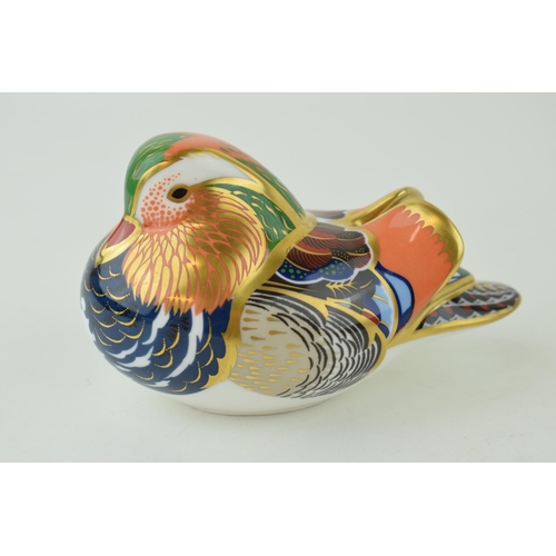 317 - Royal Crown Derby paperweight, Mandarin Duck, 12cm, date code for 2001 (MMII), gold stopper and red ... 