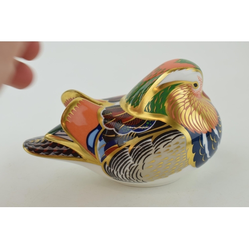 317 - Royal Crown Derby paperweight, Mandarin Duck, 12cm, date code for 2001 (MMII), gold stopper and red ... 