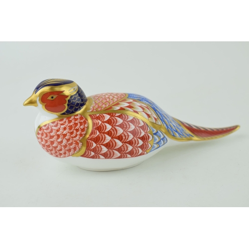 318 - Royal Crown Derby paperweight, Pheasant for the Royal Crown Derby Collectors Guild, gold stopper and... 