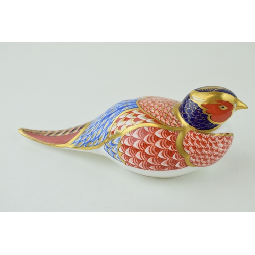 318 - Royal Crown Derby paperweight, Pheasant for the Royal Crown Derby Collectors Guild, gold stopper and... 