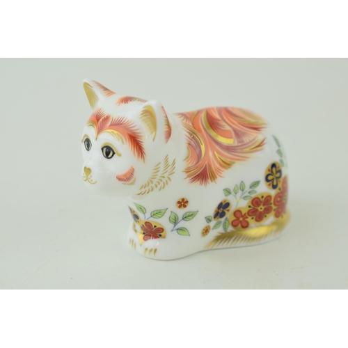 322 - Royal Crown Derby paperweight, Royal Crown Derby Collectors Guild Exclusive, Spice Kitten, gold stop... 