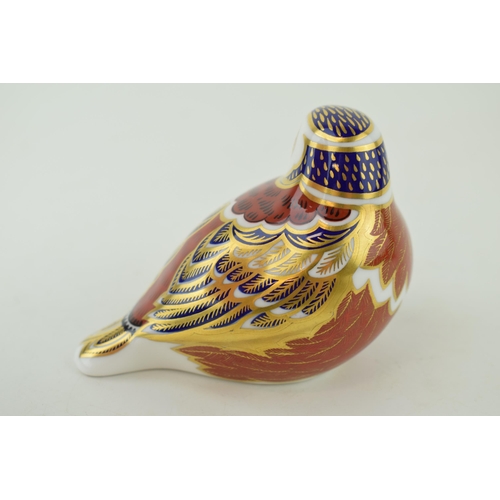 324 - Royal Crown Derby paperweight, Chaffinch, date code for 1993 (LVI), gold  stopper and red Royal Crow... 